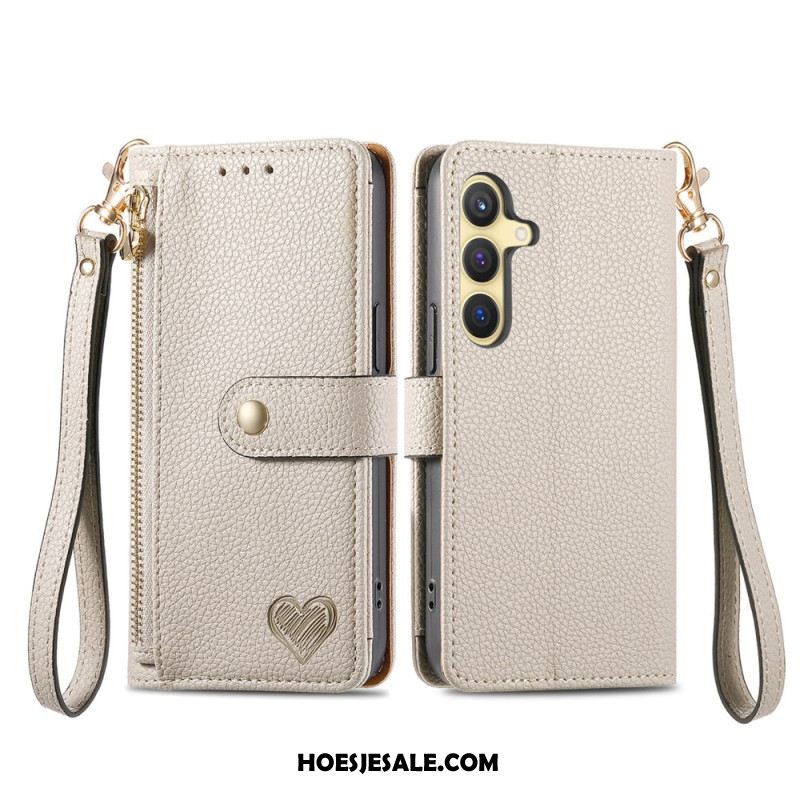 Leren Hoesje Samsung Galaxy S25 Plus 5g Leren Portemonnee Met Anti-rfid Ritsvak Bescherming Hoesje