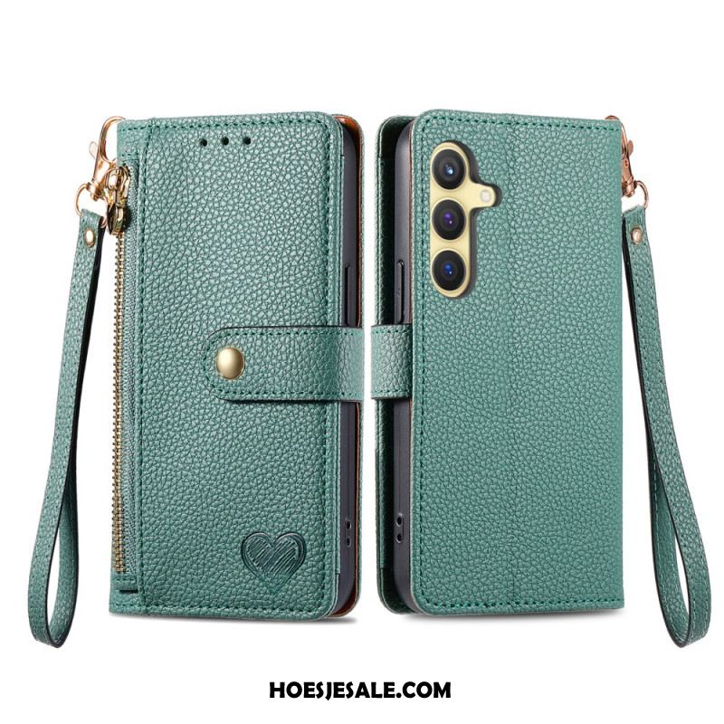 Leren Hoesje Samsung Galaxy S25 Plus 5g Leren Portemonnee Met Anti-rfid Ritsvak Bescherming Hoesje