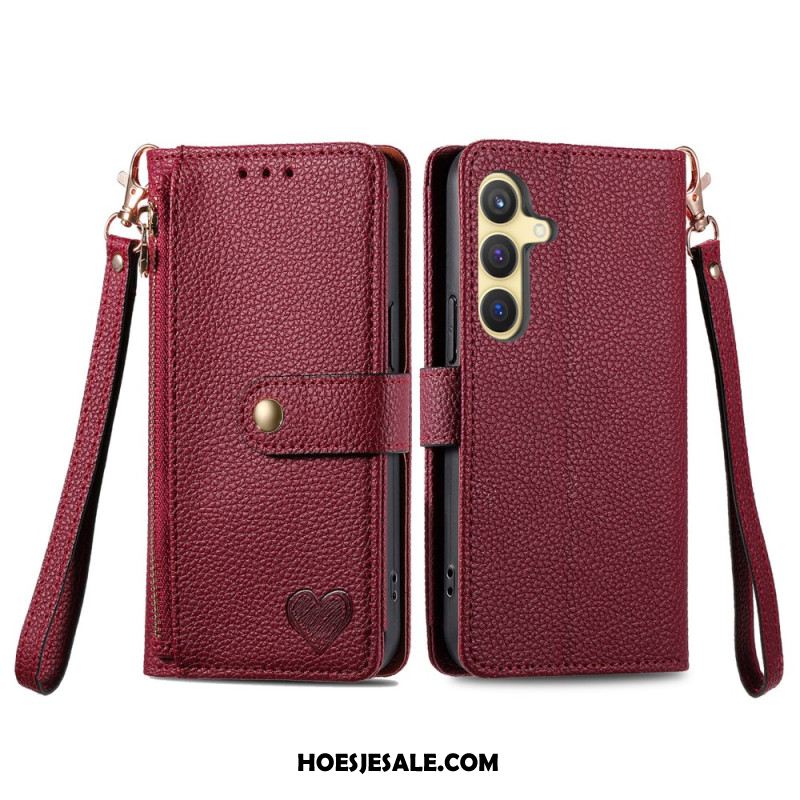 Leren Hoesje Samsung Galaxy S25 Plus 5g Leren Portemonnee Met Anti-rfid Ritsvak Bescherming Hoesje