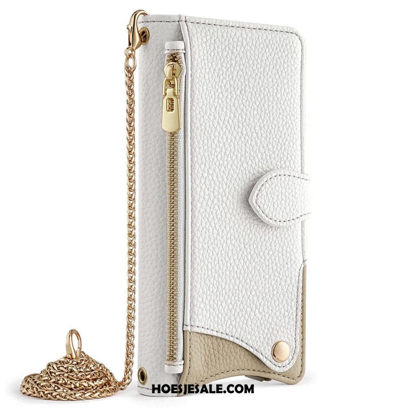 Leren Hoesje Samsung Galaxy S25 Plus 5g Portemonnee Met Ketting