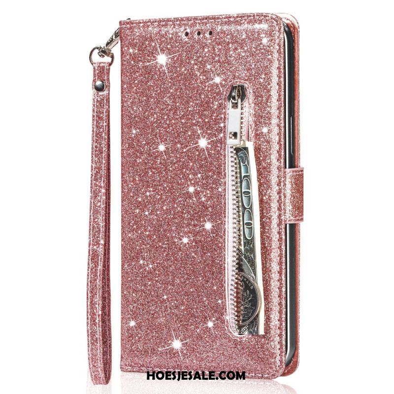 Leren Hoesje Samsung Galaxy S25 Plus 5g Portemonnee Met Pailletten Bescherming Hoesje