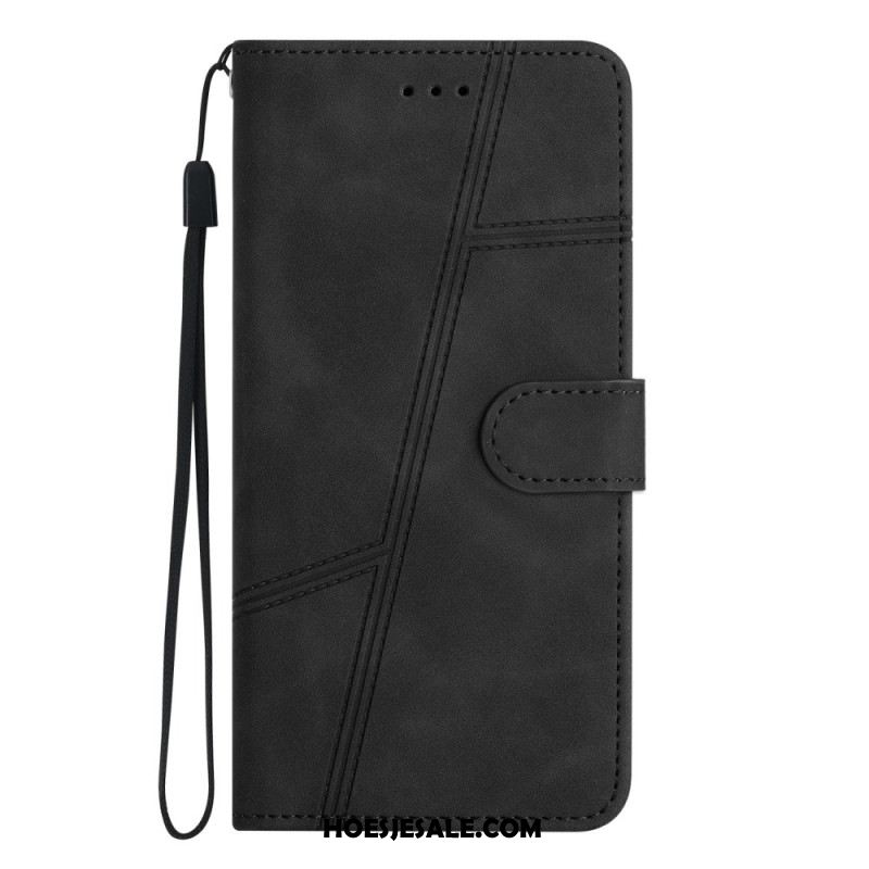 Leren Hoesje Samsung Galaxy S25 Ultra 5g Lijnen En Bandje Bescherming Hoesje