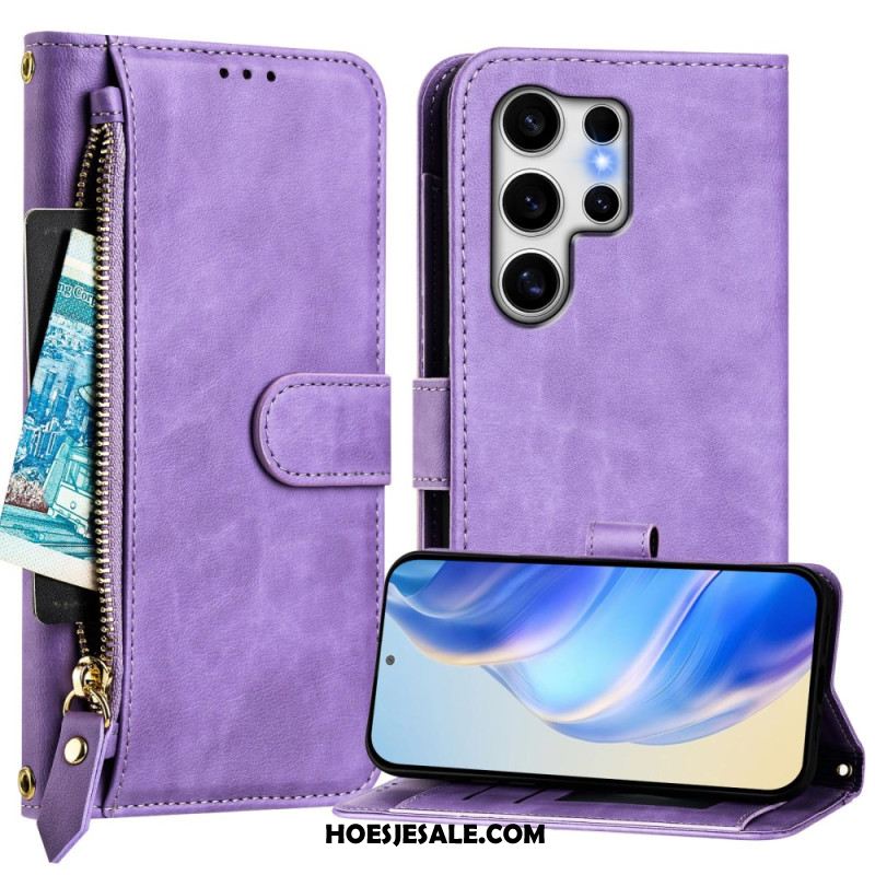 Leren Hoesje Samsung Galaxy S25 Ultra 5g Portemonnee En Standaard Bescherming Hoesje