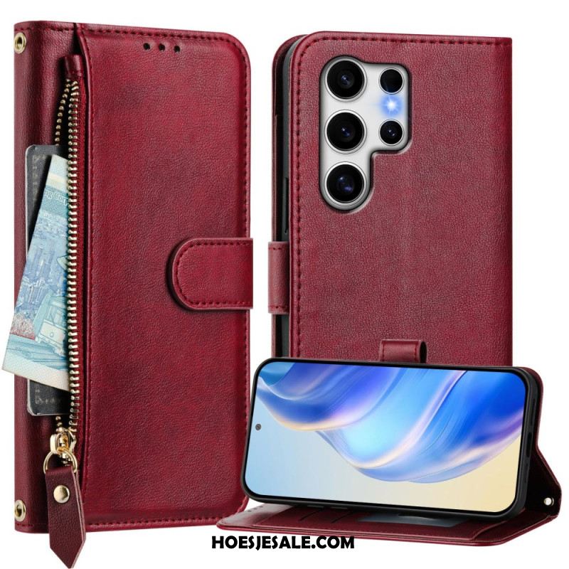 Leren Hoesje Samsung Galaxy S25 Ultra 5g Portemonnee En Standaard Bescherming Hoesje