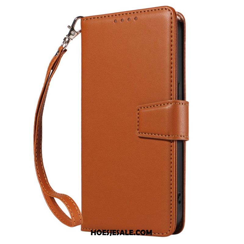 Leren Hoesje Samsung Galaxy S25 Ultra 5g Rfid-leren Portemonnee Met Bandje