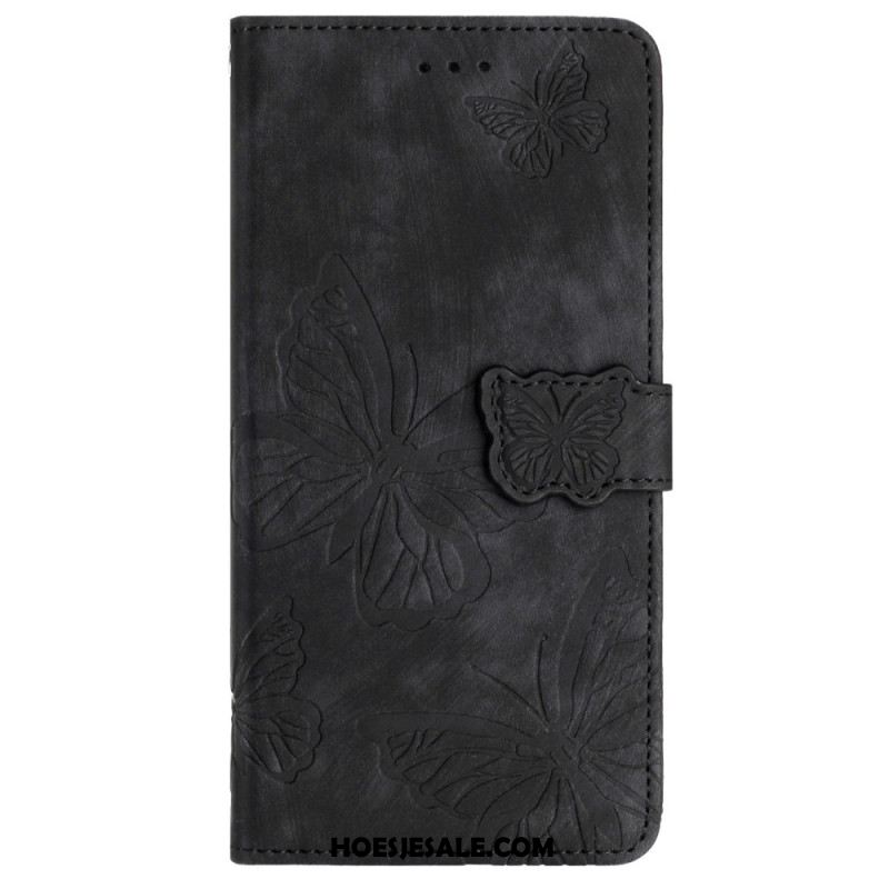 Leren Hoesje Samsung Galaxy S25 Ultra 5g Vlinders Met Suède-effect Bescherming Hoesje