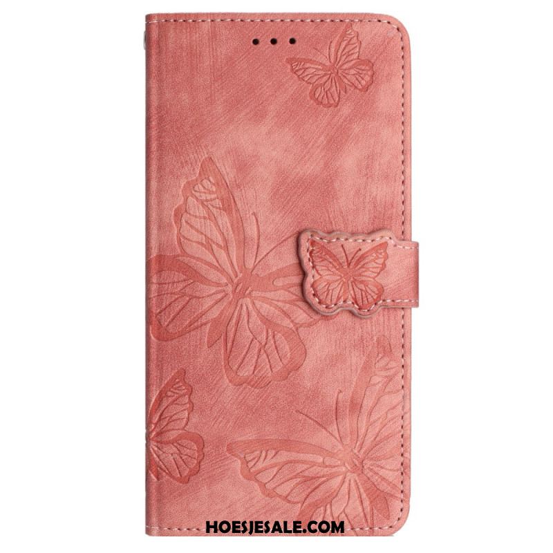 Leren Hoesje Samsung Galaxy S25 Ultra 5g Vlinders Met Suède-effect Bescherming Hoesje