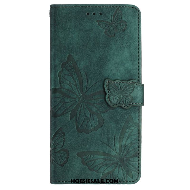 Leren Hoesje Samsung Galaxy S25 Ultra 5g Vlinders Met Suède-effect Bescherming Hoesje