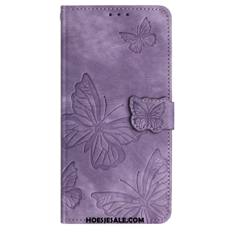 Leren Hoesje Samsung Galaxy S25 Ultra 5g Vlinders Met Suède-effect Bescherming Hoesje