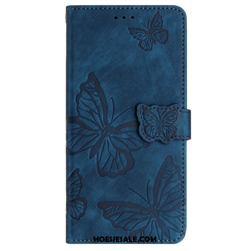 Leren Hoesje Samsung Galaxy S25 Ultra 5g Vlinders Met Suède-effect Bescherming Hoesje