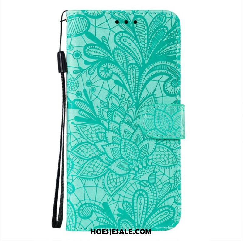Leren Hoesje Samsung Galaxy S26 Bloemenkantpatroon Bescherming Hoesje
