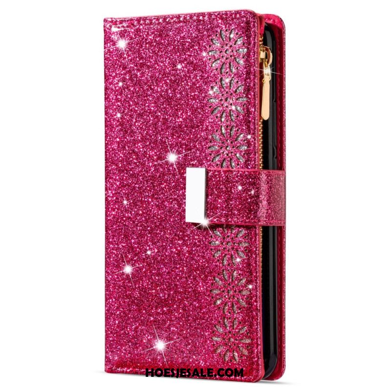 Leren Hoesje Samsung Galaxy S26 Portemonnee Met Pailletten Bescherming Hoesje