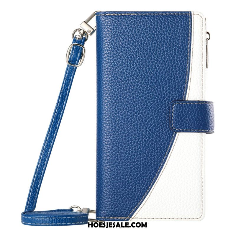 Leren Hoesje Samsung Galaxy S26 Tweekleurige Portemonnee Met Bandjes