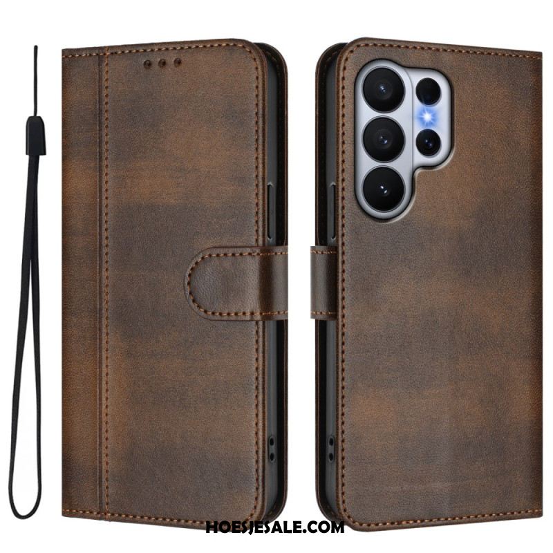 Leren Hoesje Samsung Galaxy S26 Ultra Vintage Design Bescherming Hoesje