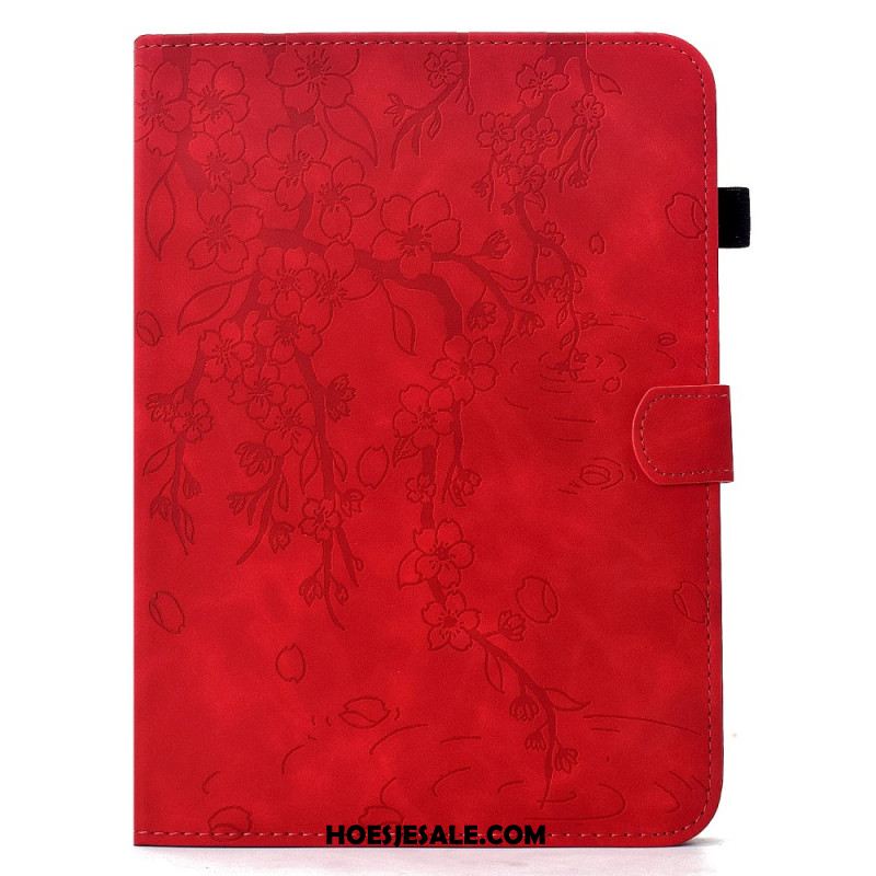 Leren Hoesje Samsung Galaxy Tab S11 Bloemenpatroon Van Suède Bescherming Hoesje