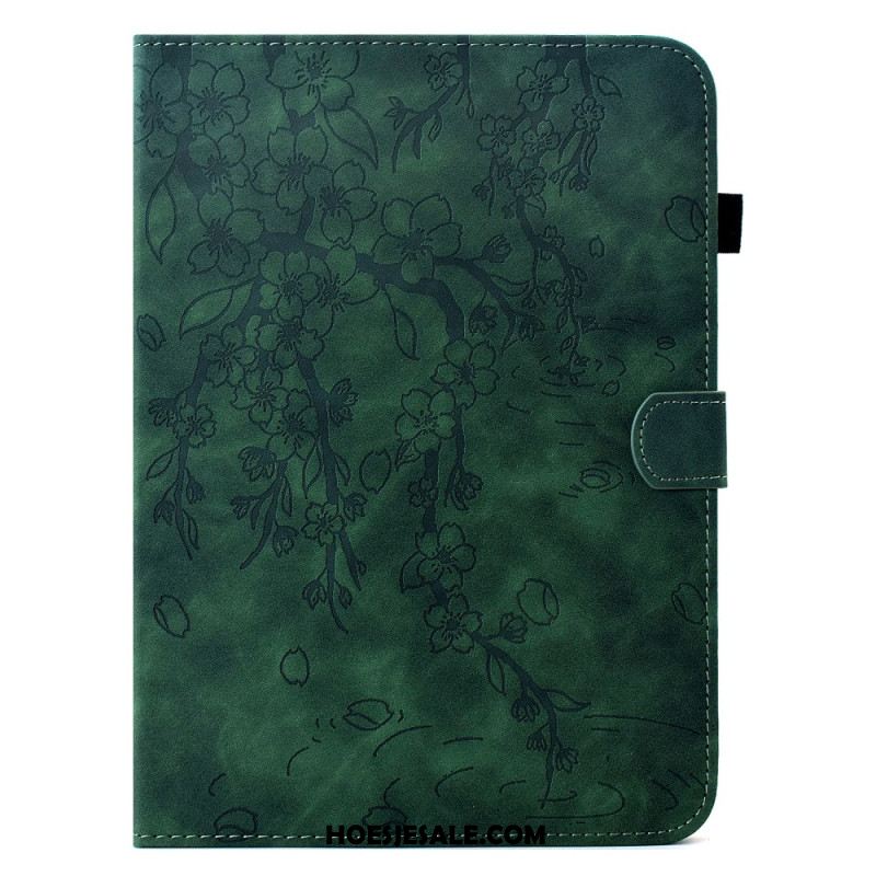 Leren Hoesje Samsung Galaxy Tab S11 Bloemenpatroon Van Suède Bescherming Hoesje