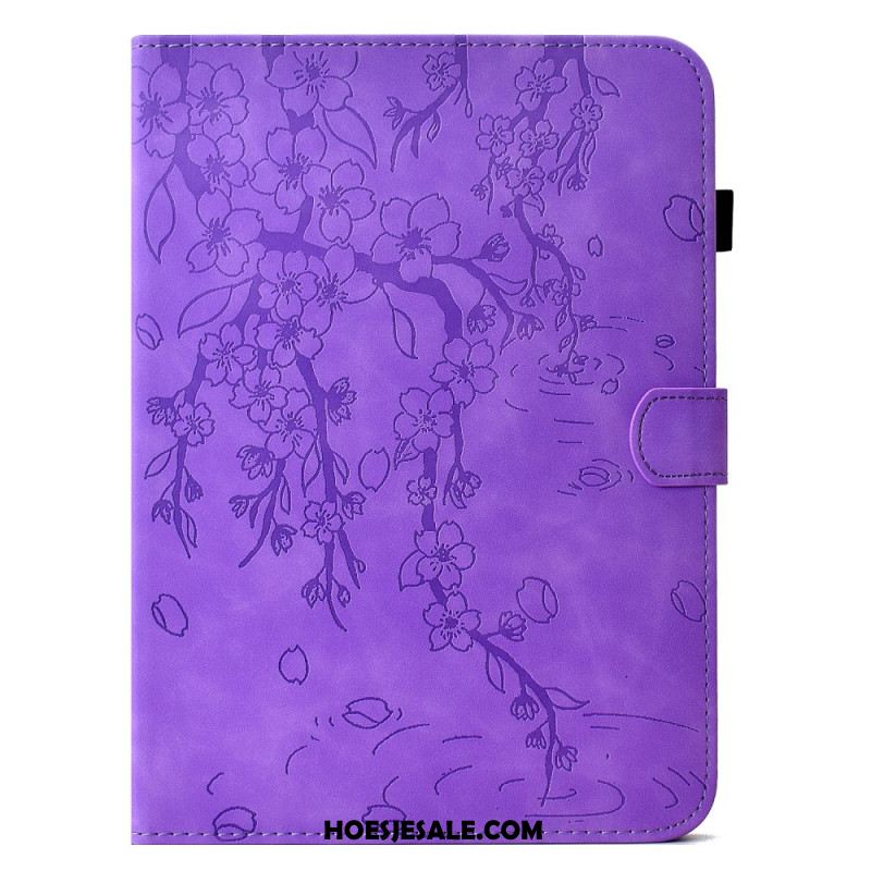 Leren Hoesje Samsung Galaxy Tab S11 Bloemenpatroon Van Suède Bescherming Hoesje