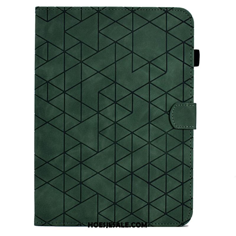 Leren Hoesje Samsung Galaxy Tab S11 Geometrisch Patroon Met Suède-effect Bescherming Hoesje