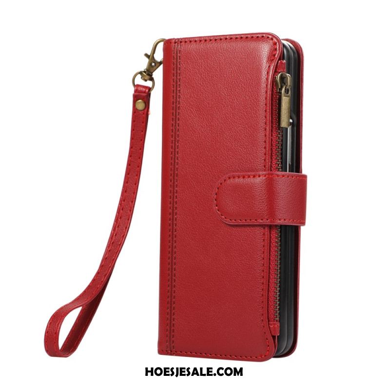 Leren Hoesje Samsung Galaxy Z Fold 7 Portemonnee Met Riempje