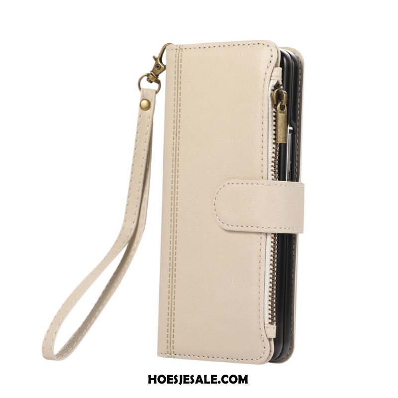 Leren Hoesje Samsung Galaxy Z Fold 7 Portemonnee Met Riempje