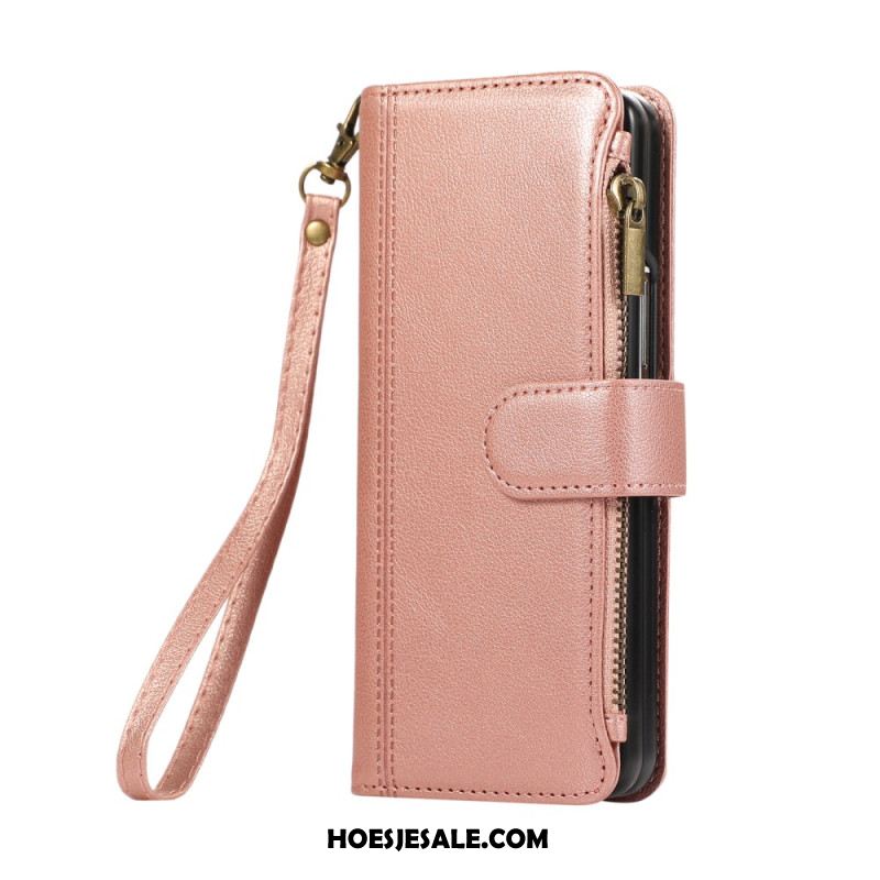 Leren Hoesje Samsung Galaxy Z Fold 7 Portemonnee Met Riempje