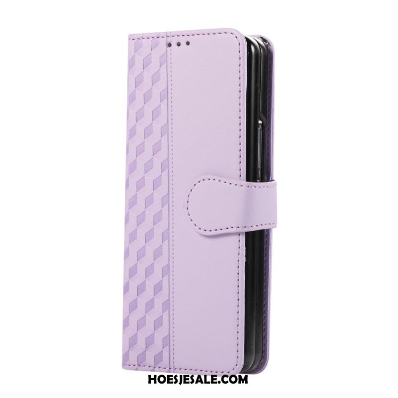 Leren Hoesje Samsung Galaxy Z Fold 7 Reliëfpatroon Met Riempje