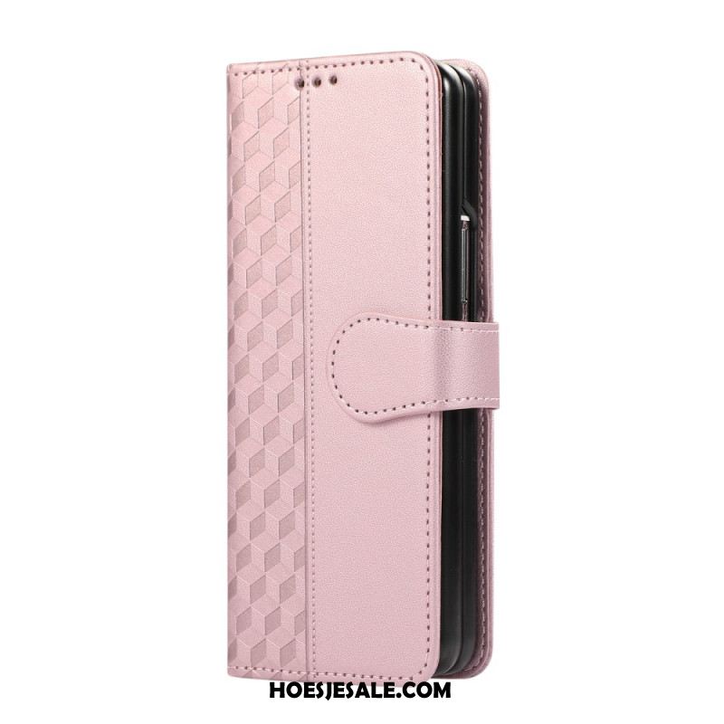 Leren Hoesje Samsung Galaxy Z Fold 7 Reliëfpatroon Met Riempje