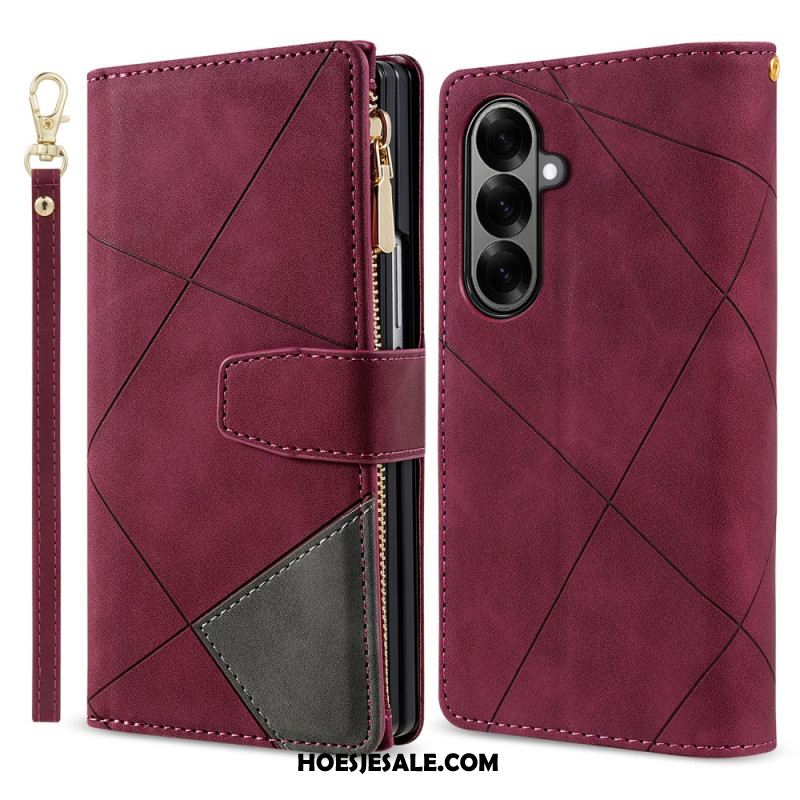 Leren Hoesje Samsung Galaxy Z Fold 7 Tweekleurige Portemonnee Bescherming Hoesje