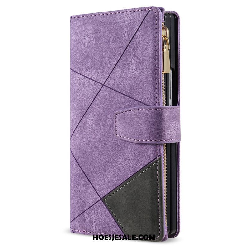 Leren Hoesje Samsung Galaxy Z Fold 7 Tweekleurige Portemonnee Bescherming Hoesje