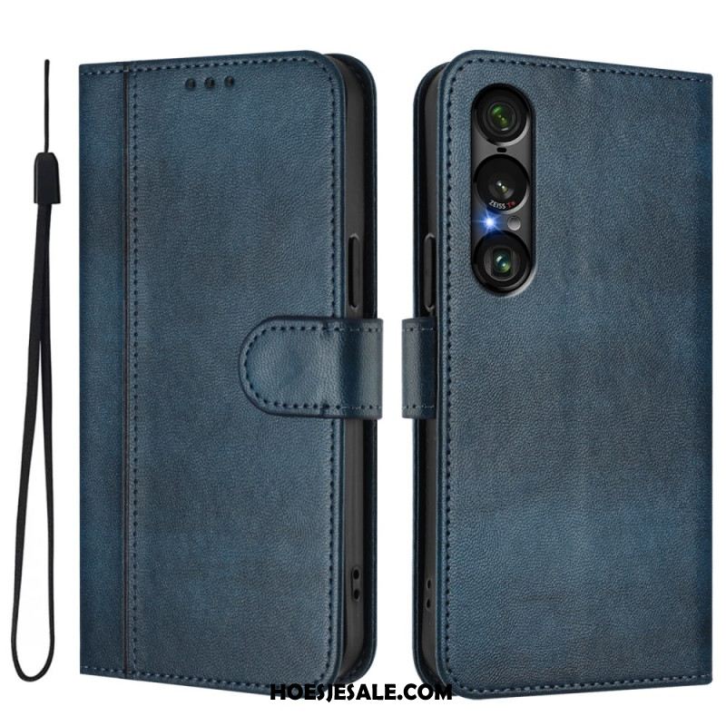 Leren Hoesje Sony Xperia 1 Vii Retro Design Bescherming Hoesje