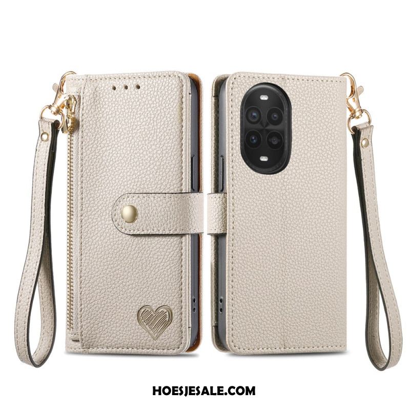 Leren Hoesje Voor Huawei Nova 13 Pro Hartvormig Ontwerp Rfid-bescherming