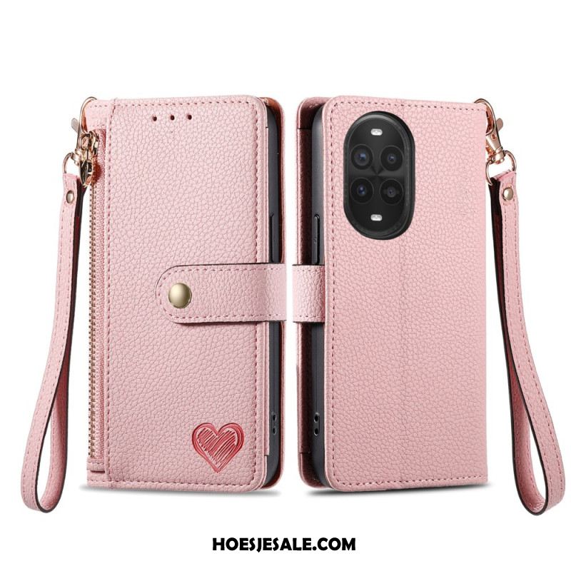 Leren Hoesje Voor Huawei Nova 13 Pro Hartvormig Ontwerp Rfid-bescherming