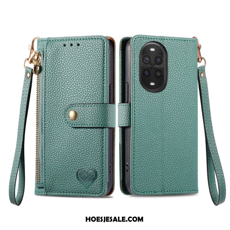 Leren Hoesje Voor Huawei Nova 13 Pro Hartvormig Ontwerp Rfid-bescherming