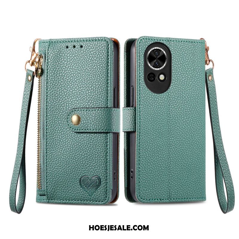 Leren Hoesje Voor Huawei Nova 13 Rfid-portemonnee Met Hart