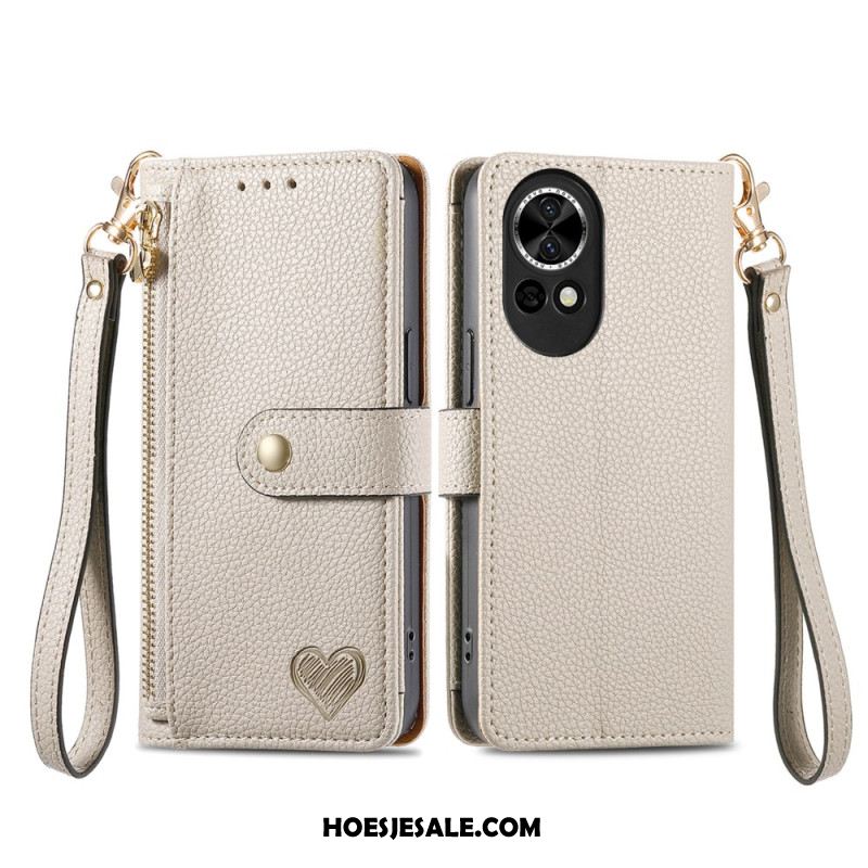 Leren Hoesje Voor Huawei Nova 13 Rfid-portemonnee Met Hart