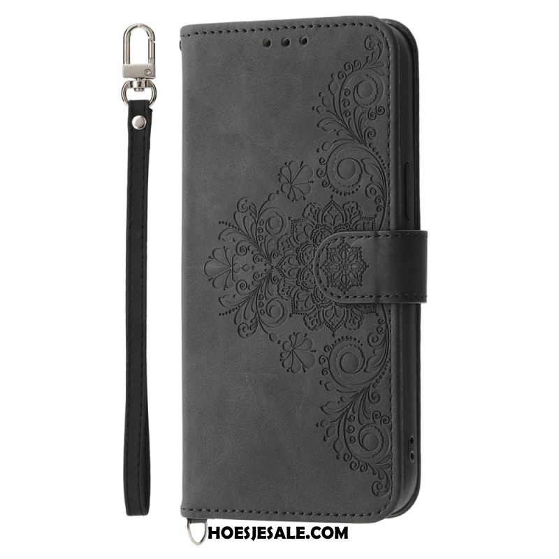 Leren Hoesje Voor Oneplus 13r Suède Kant-effect Met Riem En Schouderband