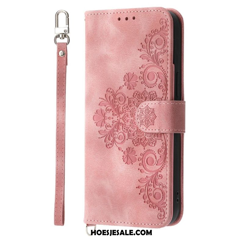 Leren Hoesje Voor Oneplus 13r Suède Kant-effect Met Riem En Schouderband