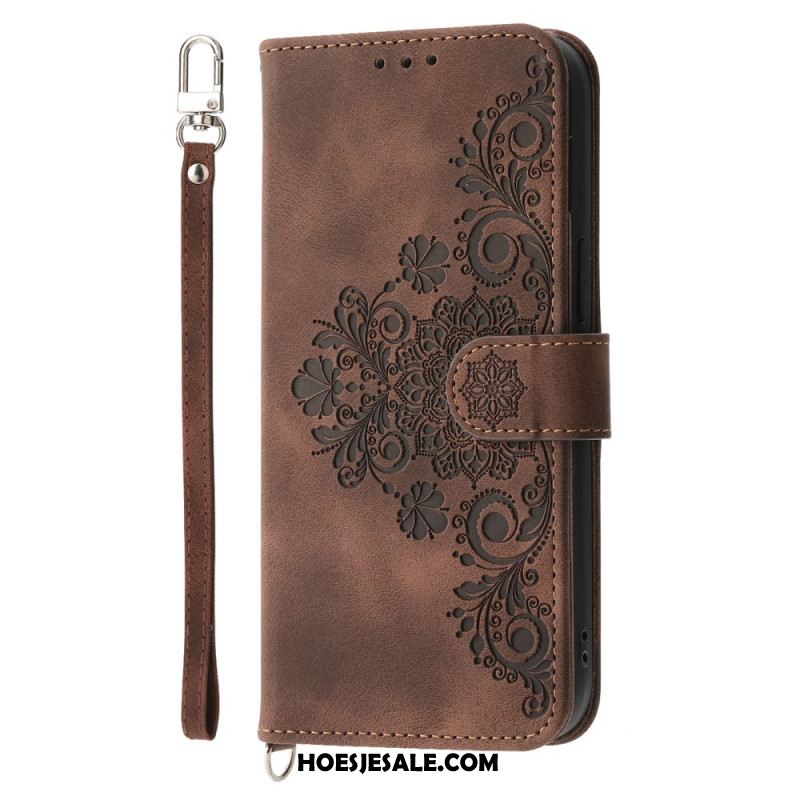 Leren Hoesje Voor Oneplus 13r Suède Kant-effect Met Riem En Schouderband