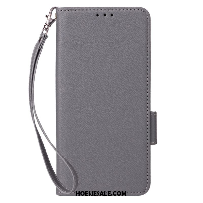 Leren Hoesje Voor Oneplus Nord 4 Bandje Met Lychee-textuur