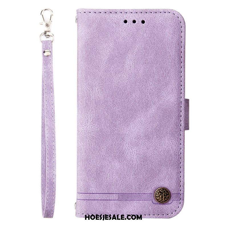 Leren Hoesje Voor Oppo Find X8 Pro Klassieke Vintage Band