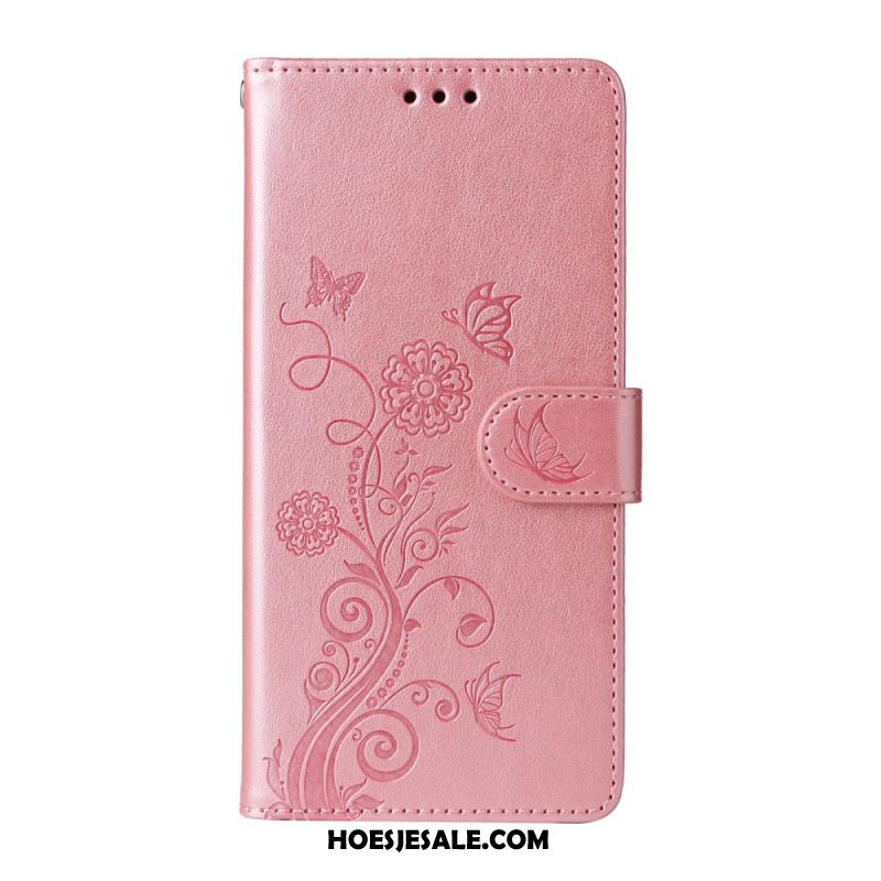 Leren Hoesje Voor Oppo Find X9 5g Bloemen- En Vlinderpatroon