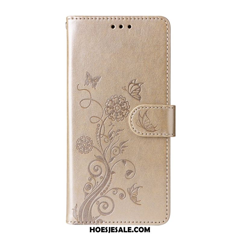 Leren Hoesje Voor Oppo Find X9 5g Bloemen- En Vlinderpatroon