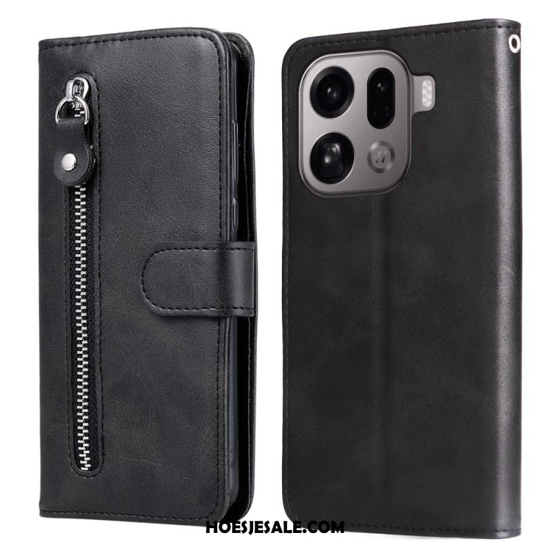 Leren Hoesje Voor Oppo Find X9 Pro 5g Vak Met Rits