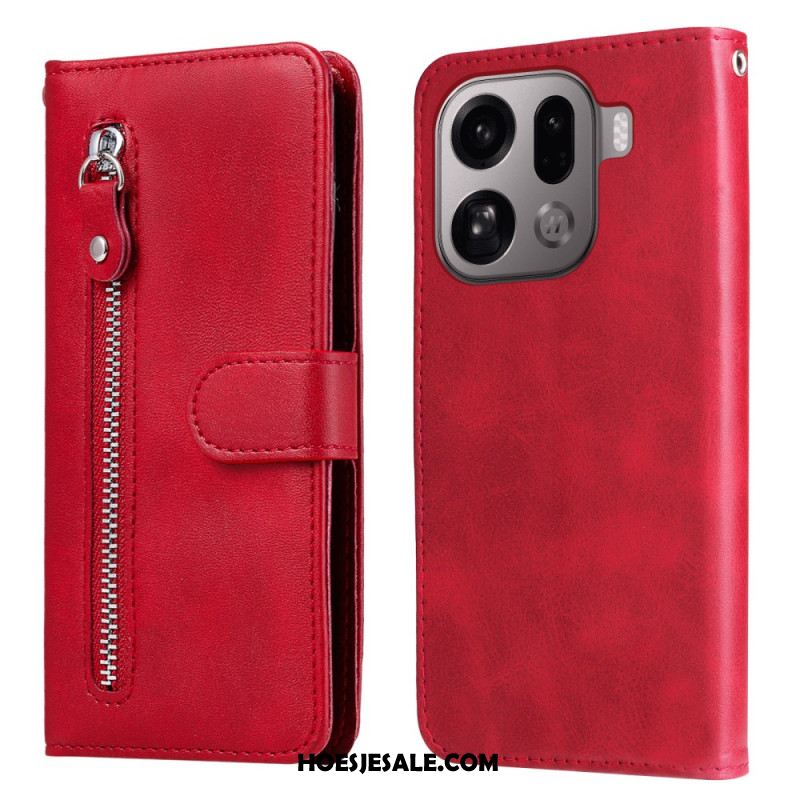 Leren Hoesje Voor Oppo Find X9 Pro 5g Vak Met Rits