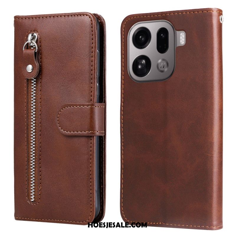 Leren Hoesje Voor Oppo Find X9 Pro 5g Vak Met Rits