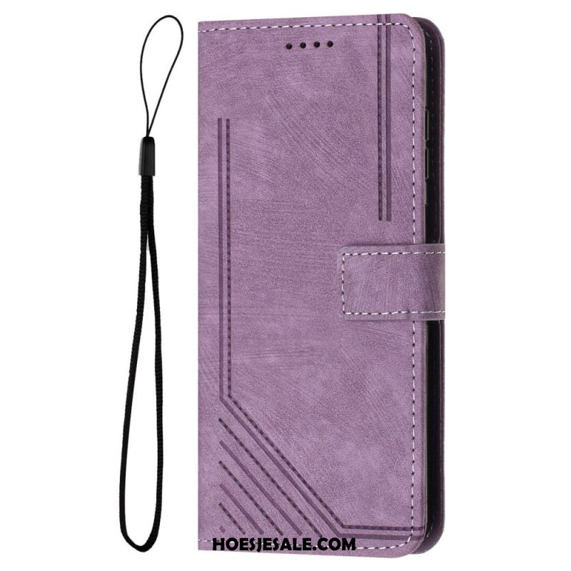 Leren Hoesje Voor Oppo Reno 12 5g Gestempelde Lijnen
