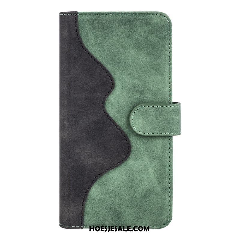 Leren Hoesje Voor Oppo Reno 12 5g Tweekleurig Ontwerp