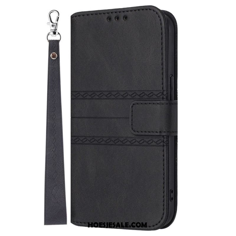 Leren Hoesje Voor Oppo Reno 13 5g Dubbele Fries Met Bandje