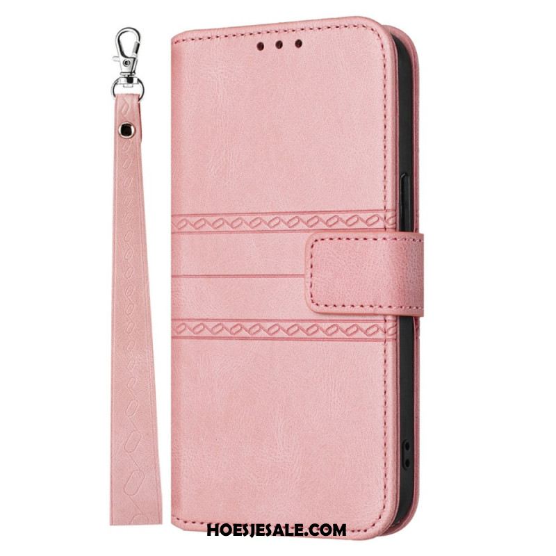 Leren Hoesje Voor Oppo Reno 13 5g Dubbele Fries Met Bandje