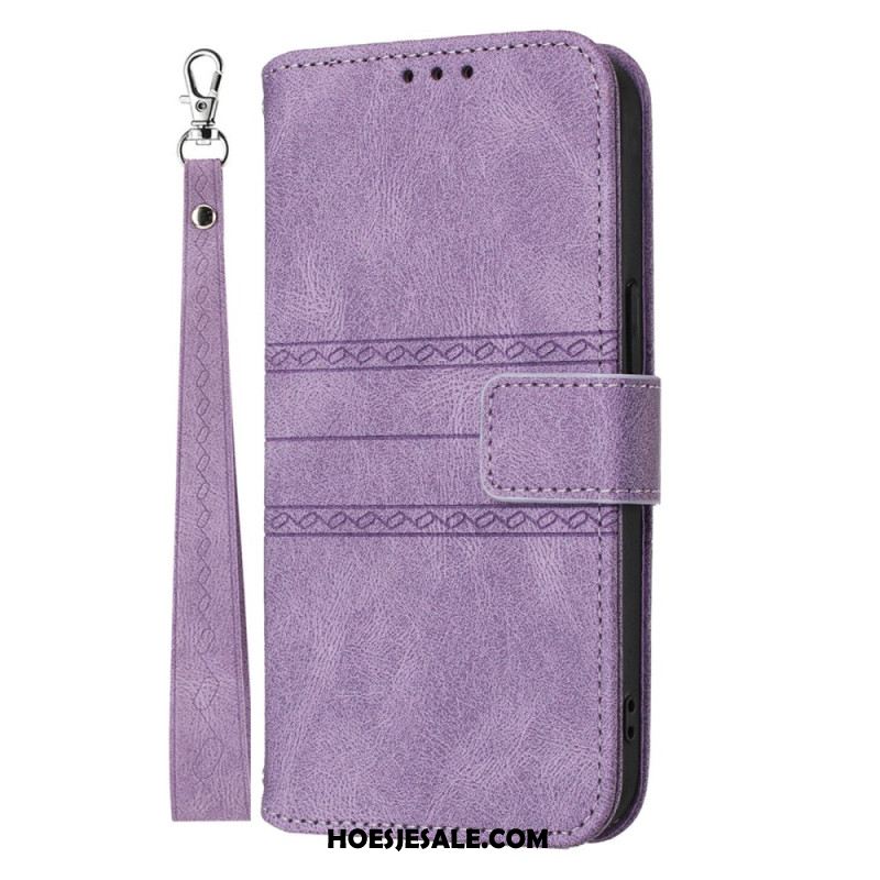 Leren Hoesje Voor Oppo Reno 13 5g Dubbele Fries Met Bandje